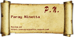 Paray Ninetta névjegykártya